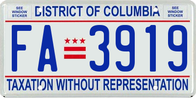 DC license plate FA3919