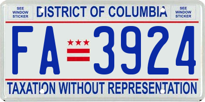 DC license plate FA3924