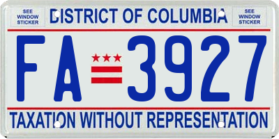 DC license plate FA3927