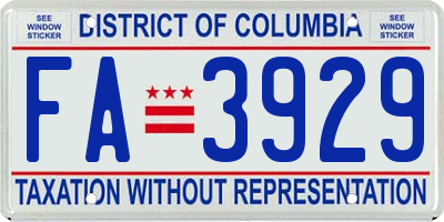 DC license plate FA3929