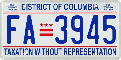 DC license plate FA3945