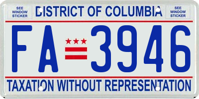 DC license plate FA3946