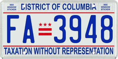 DC license plate FA3948