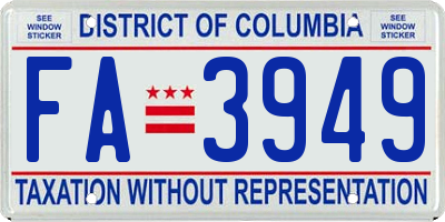 DC license plate FA3949