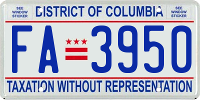 DC license plate FA3950