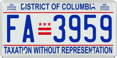 DC license plate FA3959