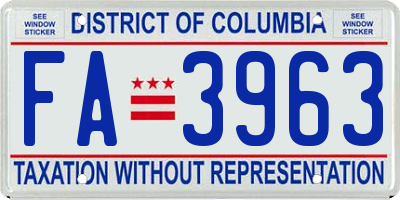 DC license plate FA3963