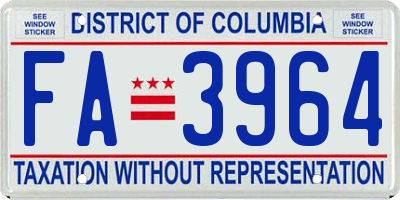 DC license plate FA3964