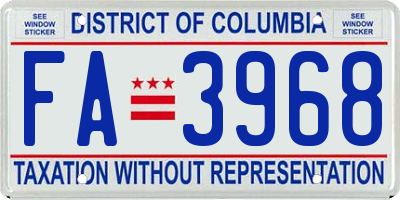 DC license plate FA3968