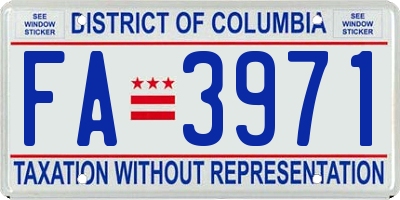 DC license plate FA3971