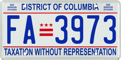 DC license plate FA3973