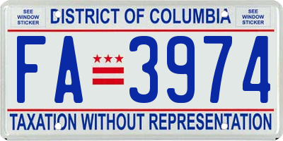 DC license plate FA3974