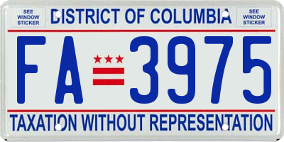 DC license plate FA3975