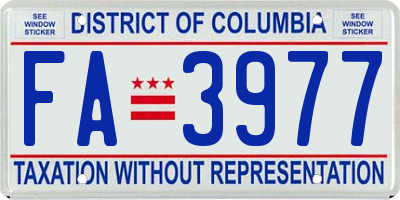 DC license plate FA3977