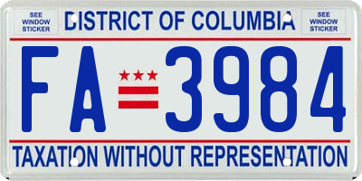 DC license plate FA3984