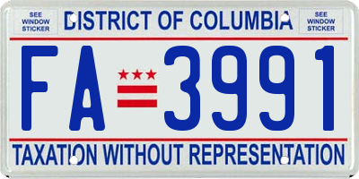 DC license plate FA3991