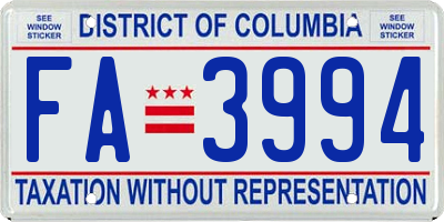 DC license plate FA3994