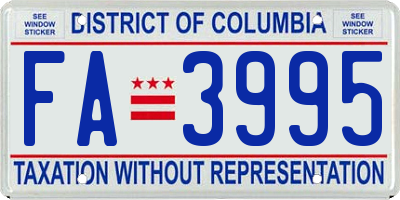 DC license plate FA3995