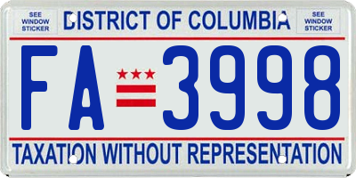 DC license plate FA3998