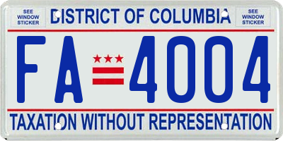 DC license plate FA4004