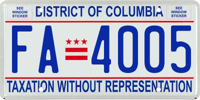 DC license plate FA4005