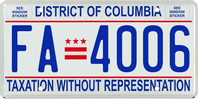 DC license plate FA4006