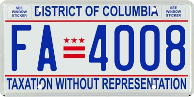 DC license plate FA4008