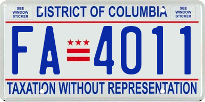 DC license plate FA4011