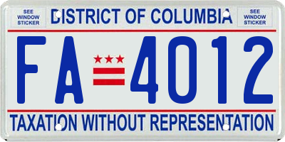 DC license plate FA4012