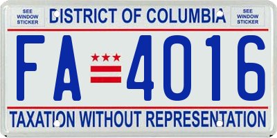 DC license plate FA4016