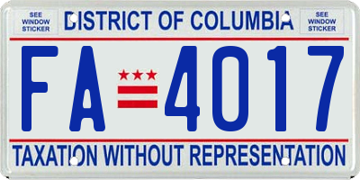 DC license plate FA4017