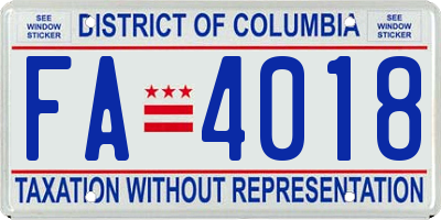 DC license plate FA4018