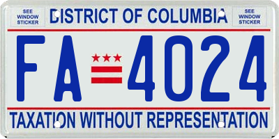 DC license plate FA4024