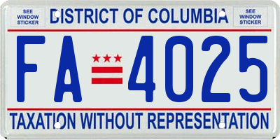 DC license plate FA4025