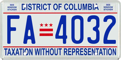 DC license plate FA4032