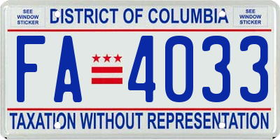 DC license plate FA4033