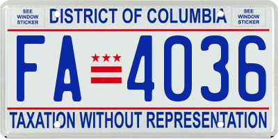 DC license plate FA4036