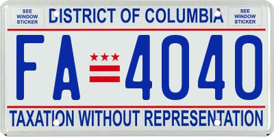 DC license plate FA4040