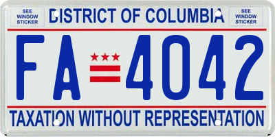 DC license plate FA4042