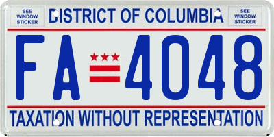 DC license plate FA4048