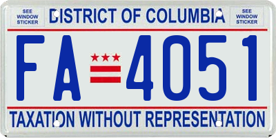 DC license plate FA4051