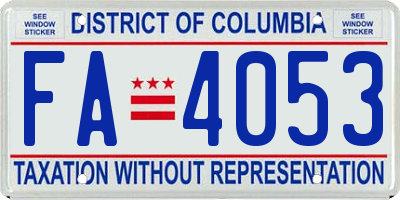 DC license plate FA4053