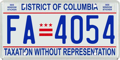 DC license plate FA4054