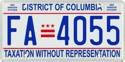 DC license plate FA4055