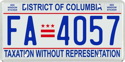 DC license plate FA4057