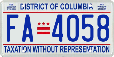 DC license plate FA4058