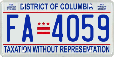 DC license plate FA4059