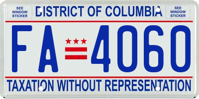 DC license plate FA4060