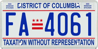 DC license plate FA4061