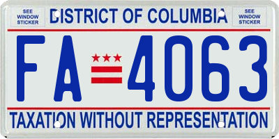 DC license plate FA4063